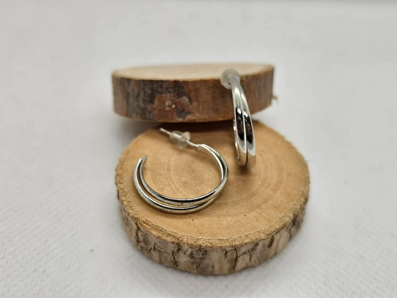 Petite Boucle d'oreille argenté et doré