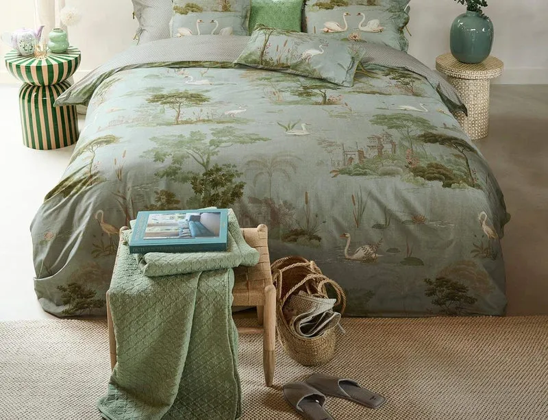 Coussin Percale de coton - DARJEELING DAYS Vert