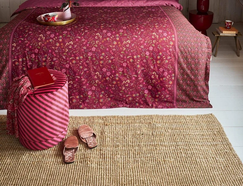 Coussin Percale de coton - FLORA BANGALORE Rose foncé