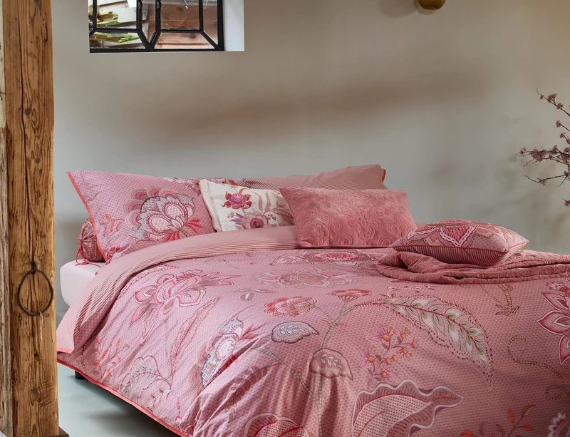 Coussin Percale de coton - MUMBAI NIGHT Rose