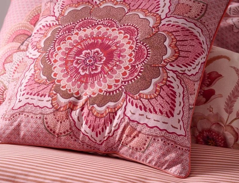 Coussin Percale de coton - MUMBAI NIGHT Rose