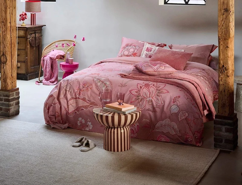 Coussin Percale de coton - MUMBAI NIGHT Rose