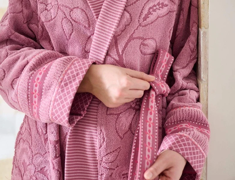Peignoir Coton - JASMIN JACQUARD Rose clair
