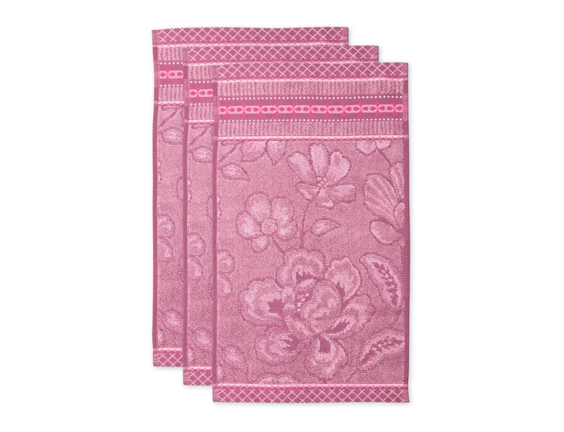 Serviette invité Coton - JASMIN JACQUARD Rose clair