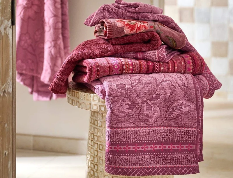 Serviette de toilette Coton - JASMIN JACQUARD Rose clair