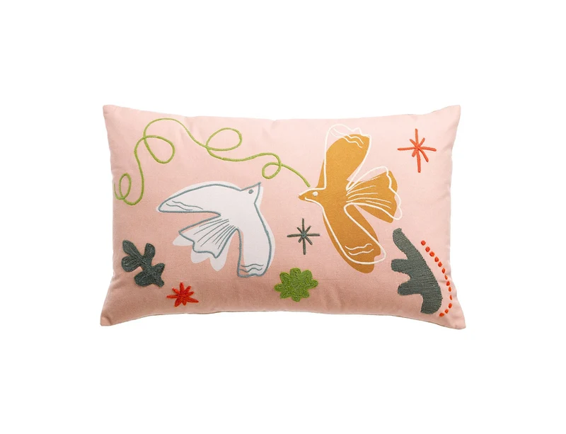 Coussin Coton Brodé - ANKA Bois de rose