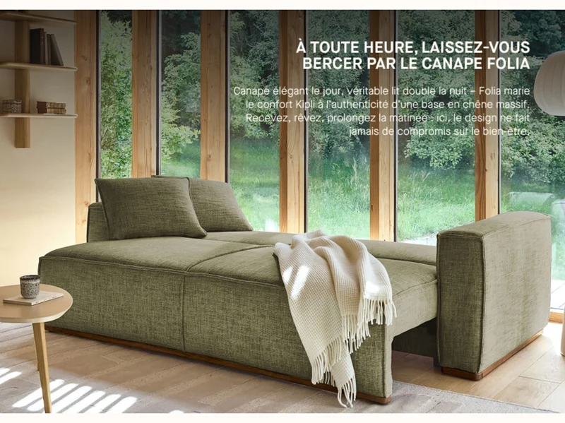 Canapé convertible avec base en bois FOLIA