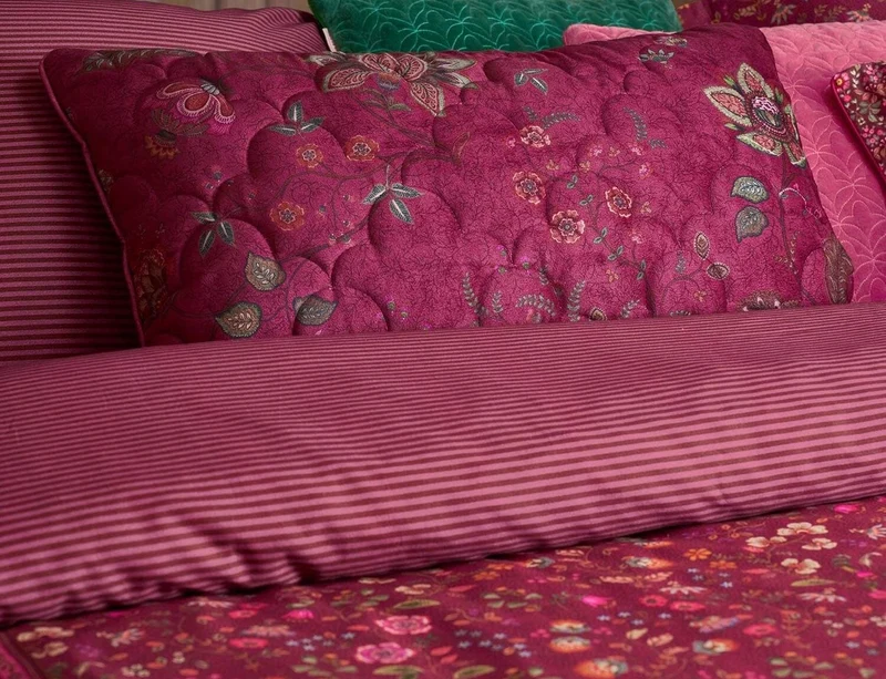 Coussin matelassé Velours - MUMBAI MORNING Rose foncé
