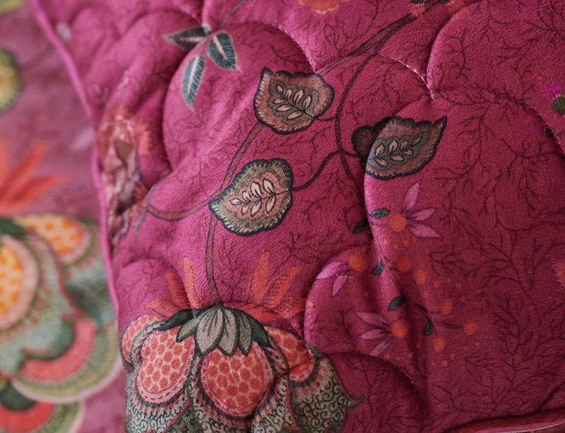 Coussin matelassé Velours - MUMBAI MORNING Rose foncé