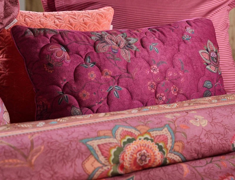 Coussin matelassé Velours - MUMBAI MORNING Rose foncé