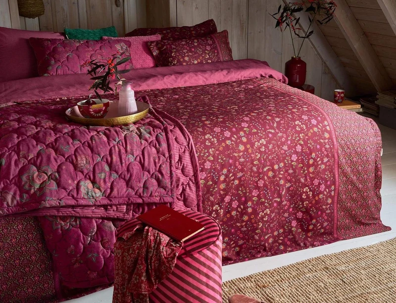 Coussin matelassé Velours - MUMBAI MORNING Rose foncé