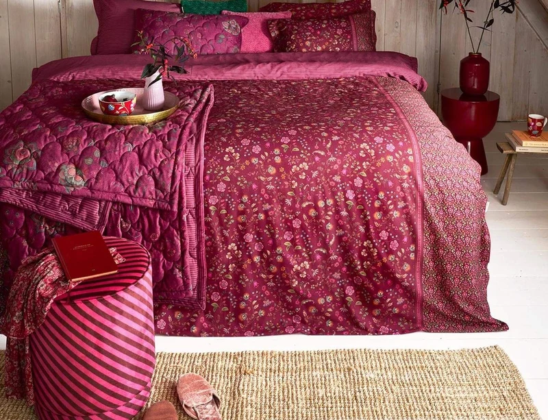 Coussin matelassé Velours - MUMBAI MORNING Rose foncé