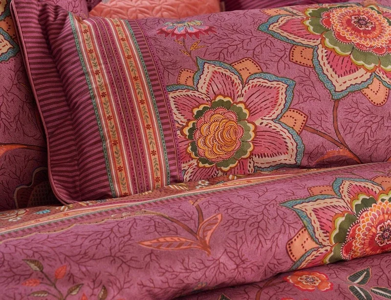Coussin Percale de coton - MUMBAI EVENING Rose foncé
