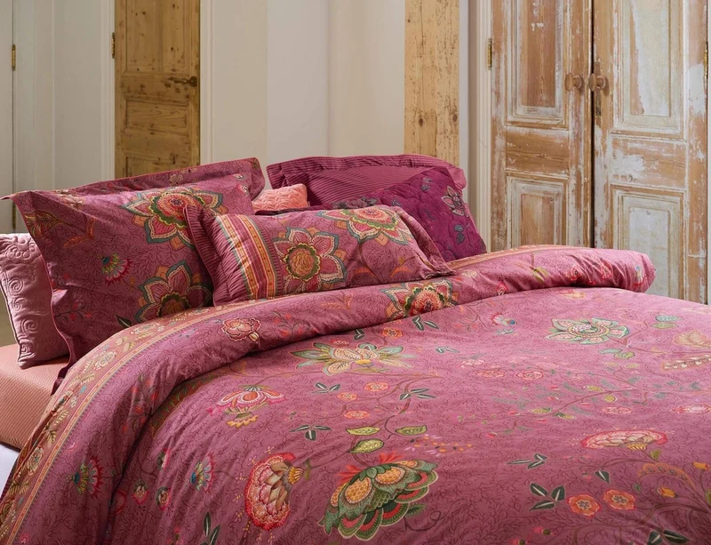 Coussin Percale de coton - MUMBAI EVENING Rose foncé