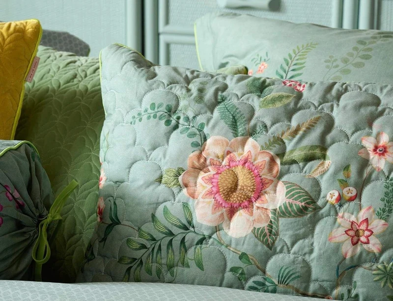 Coussin matelassé Percale de coton - EVERBLOOM Vert