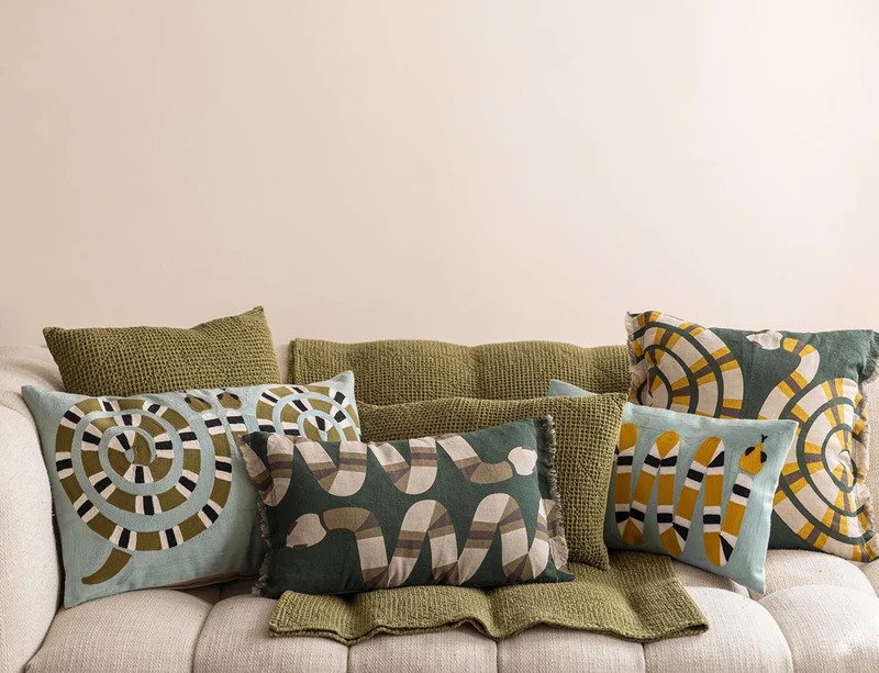 Coussin Nid d'abeille coton recyclé - MAIA Cèdre