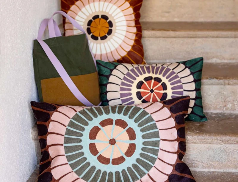 Coussin Coton brodé - ZENO Foret