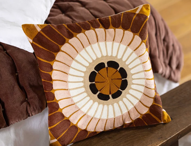 Coussin Coton brodé - ZENO Foret