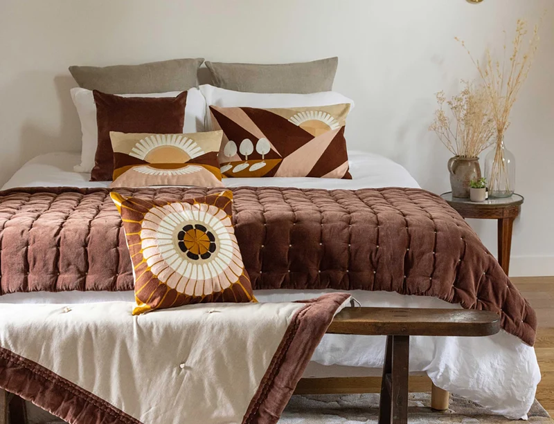 Coussin Coton brodé - ZENO Foret