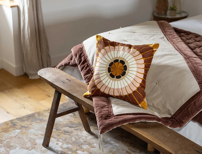 Coussin Coton brodé - ZENO Foret