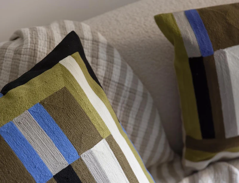 Coussin Coton brodé - JASON Cèdre