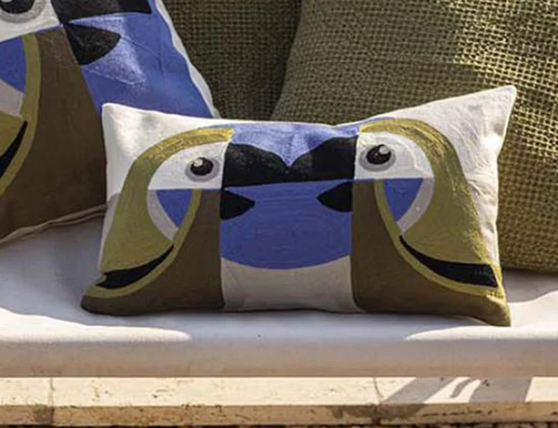 Coussin Brodé Coton - LORO Cèdre