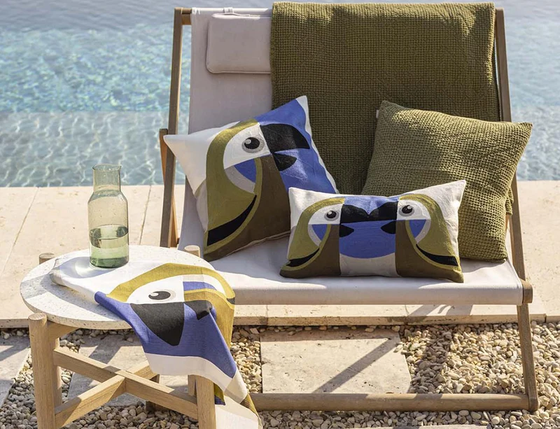 Coussin Brodé Coton - LORO Cèdre
