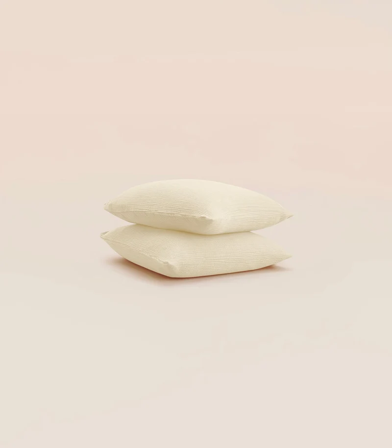 Taies d'oreiller en gaze de coton - Blanc vanille