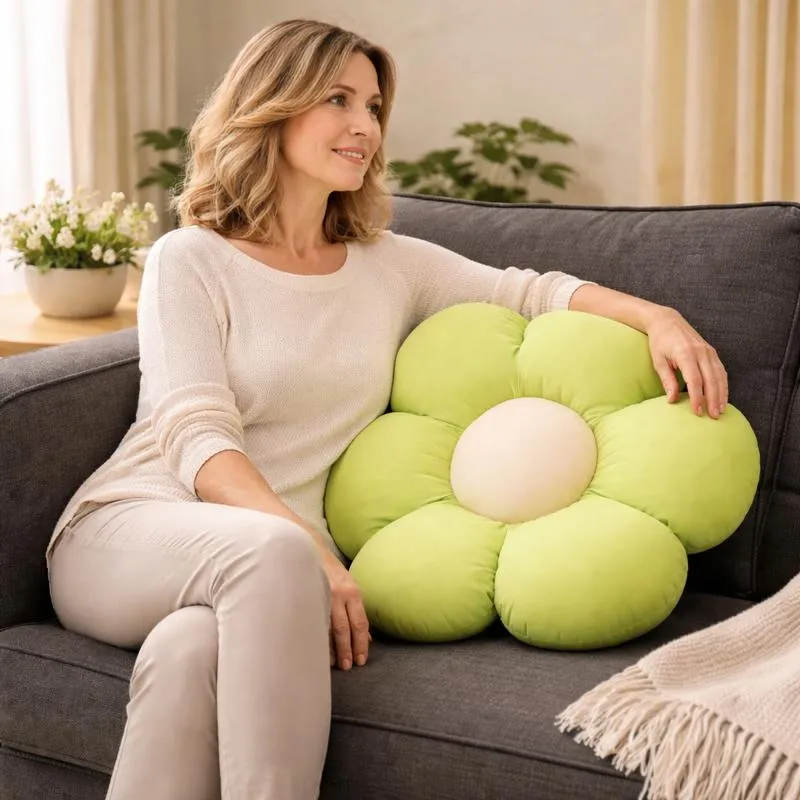 Coussin Fleur vert clair
