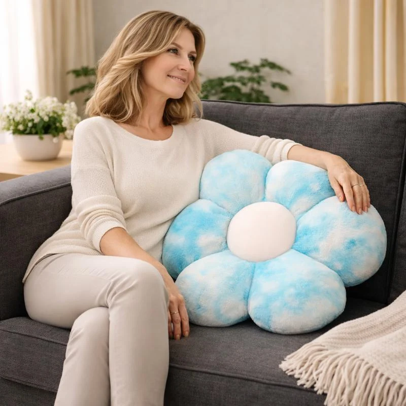 Coussin Fleur bleu