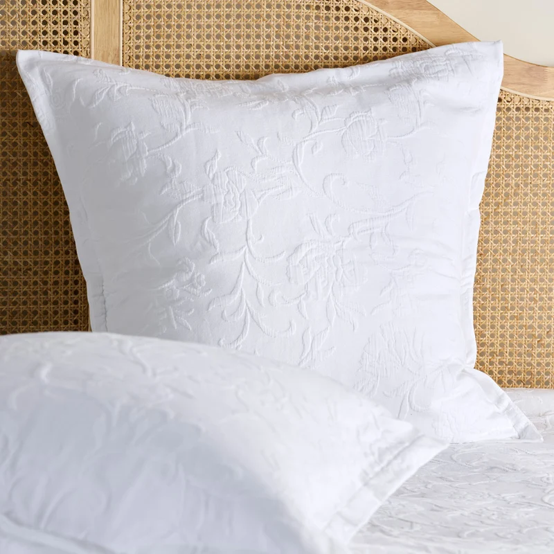 Ensemble couvre-lit et taies Plume de Coton - Coton piqué jacquard
