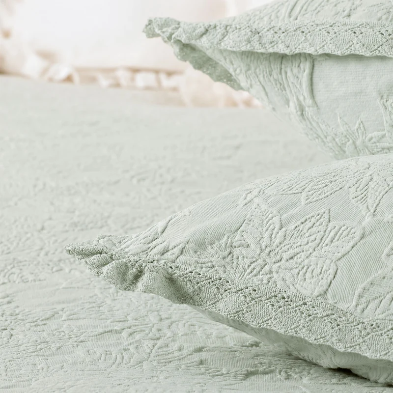 Ensemble couvre-lit et taies Adèle - Coton piqué jacquard
