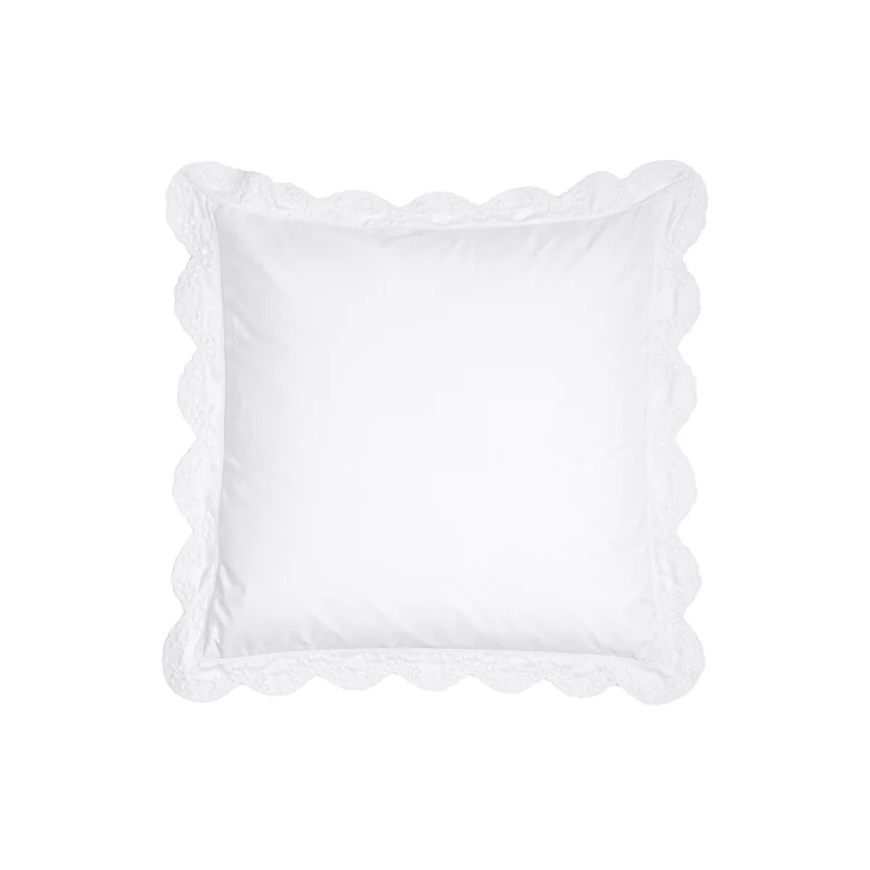 Taie d'oreiller brodée Héloïse - Percale de coton brodée