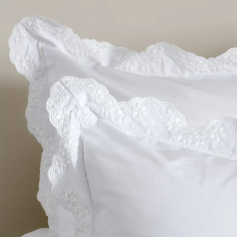 Parure de lit Héloïse - Percale de coton brodée
