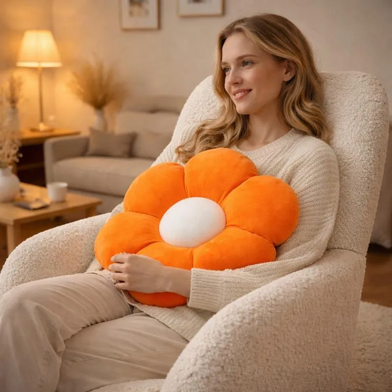 Coussin Fleur orange