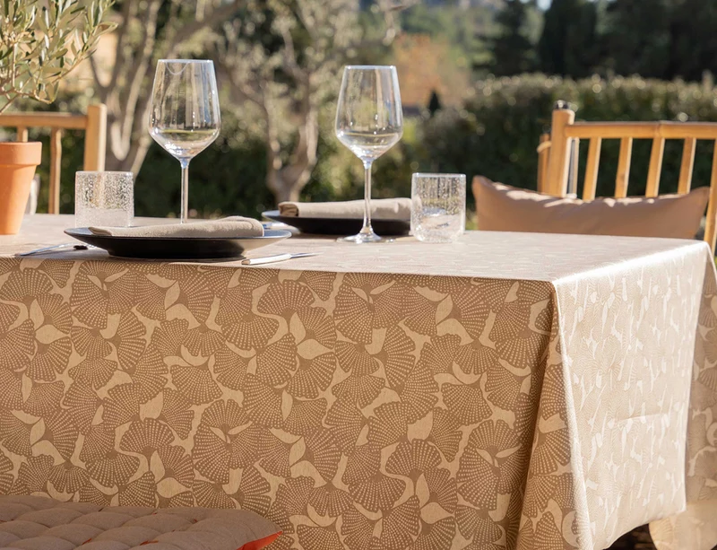 Nappe Plastifiée - GINKGO Taupe
