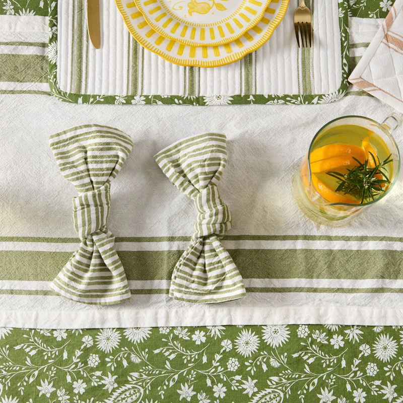 Lot de 2 serviettes de table Sous l’Olivier - 100% Coton lavé