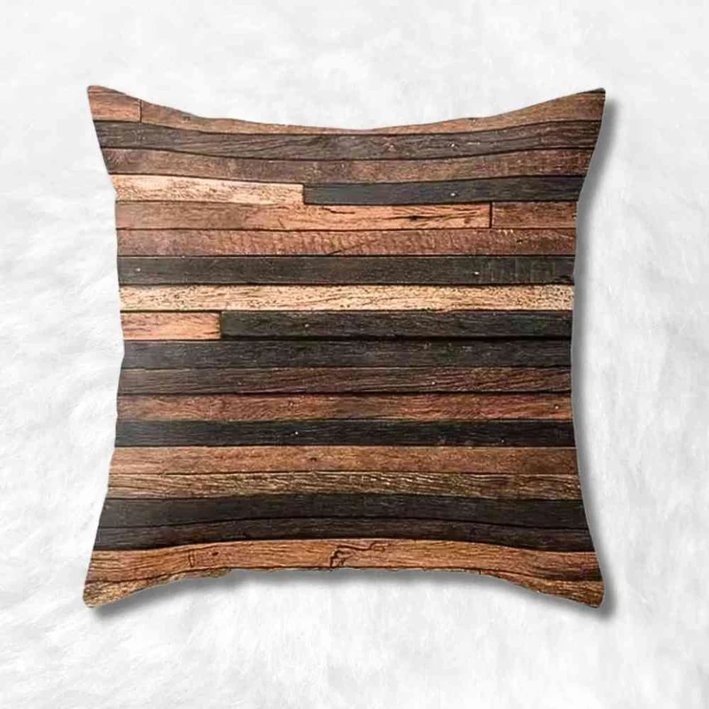Housse Coussin Carré Bois