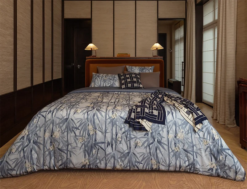 Taie d'oreiller Satin de coton - K ZEN Bleu