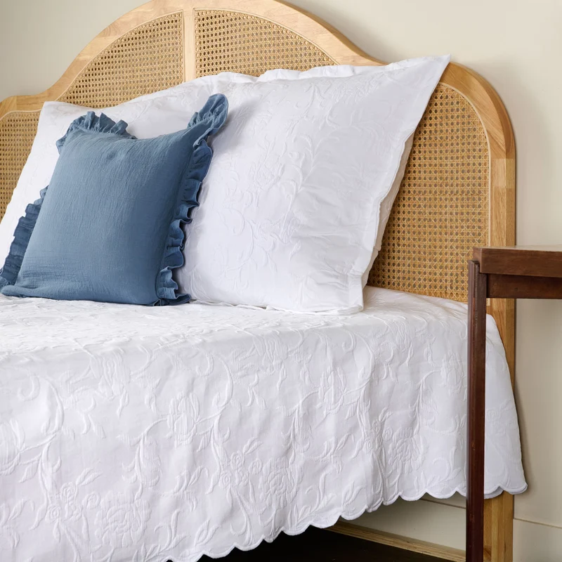 Jeté de lit Plume de Coton - Coton piqué jacquard