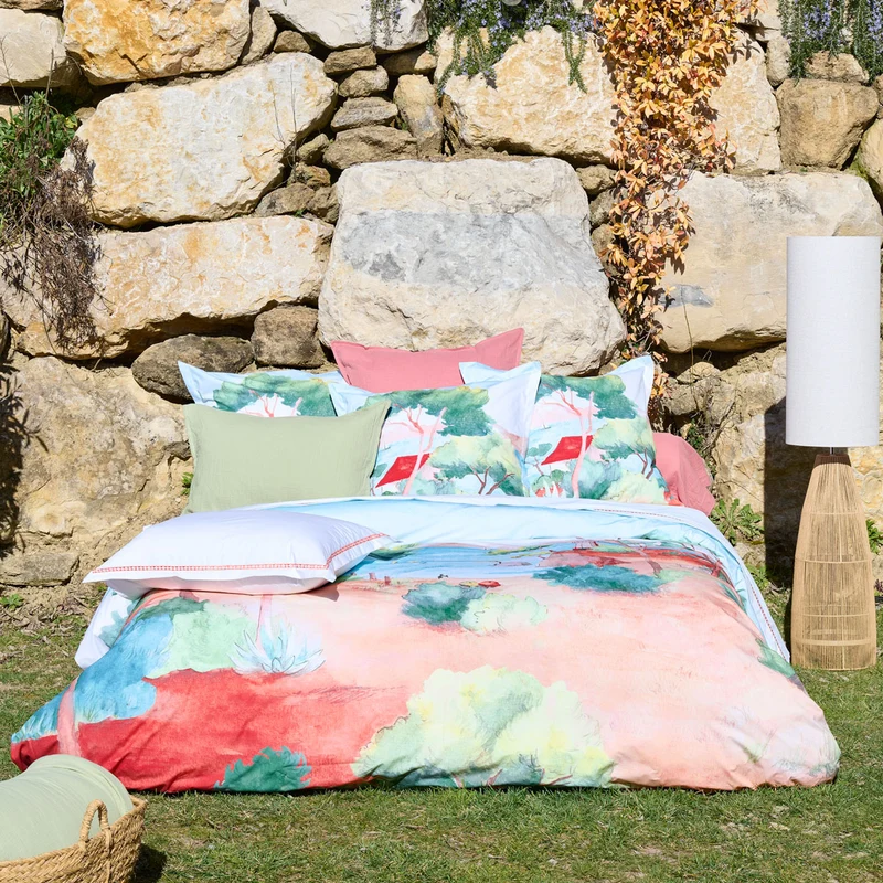 Housse de couette À l'ombre des pins - Percale de coton 120 fils