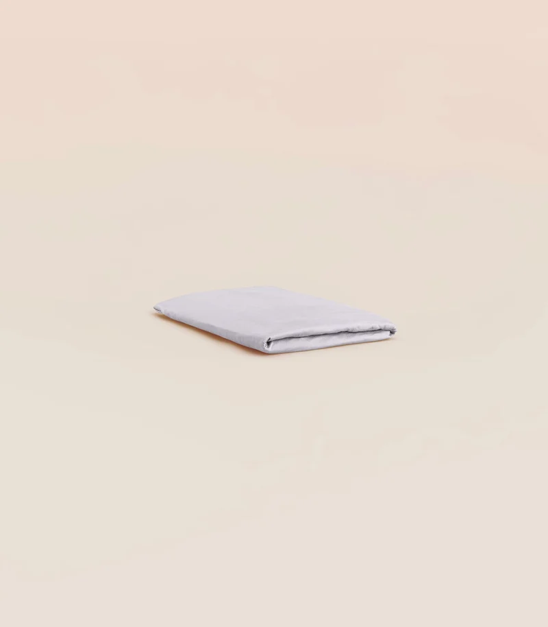 Drap plat satin de coton - Gris Ecume