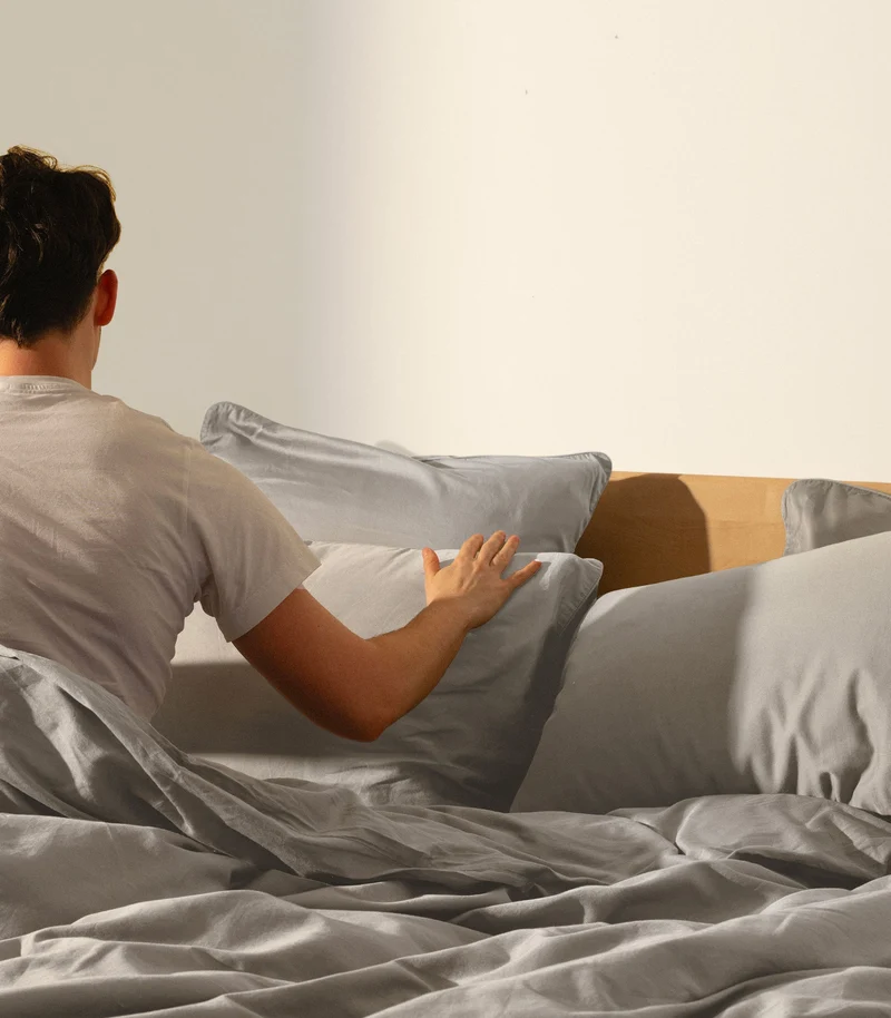 Drap plat satin de coton - Gris Ecume