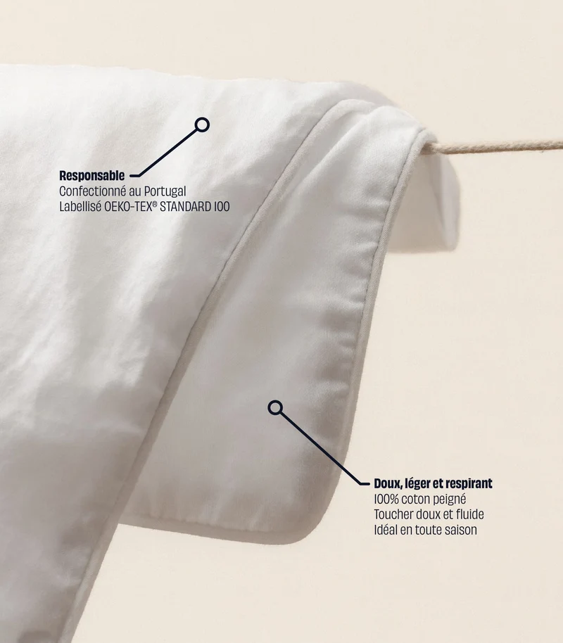 Housse de couette en satin de coton - Blanc grand frais
