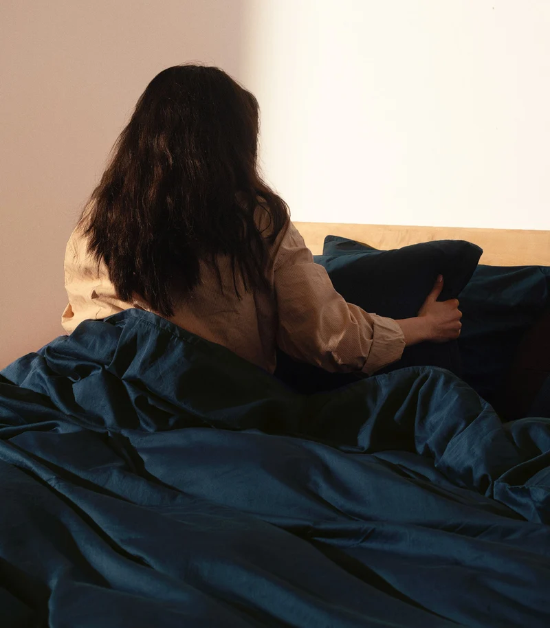 Drap plat satin de coton - Bleu Tediber