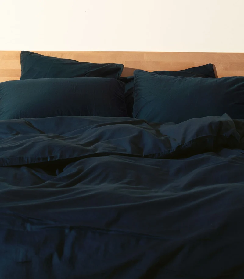 Drap plat satin de coton - Bleu Tediber