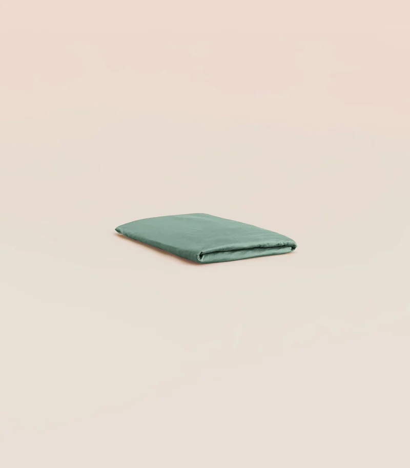 Drap plat satin de coton - Vert sauge