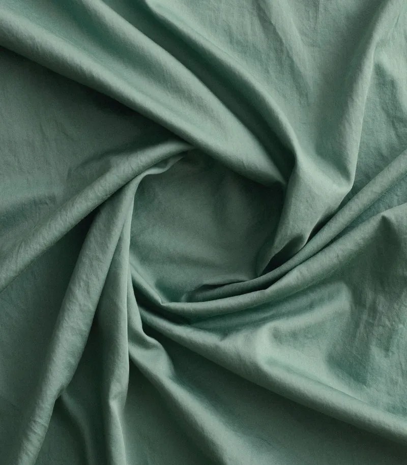 Drap plat satin de coton - Vert sauge