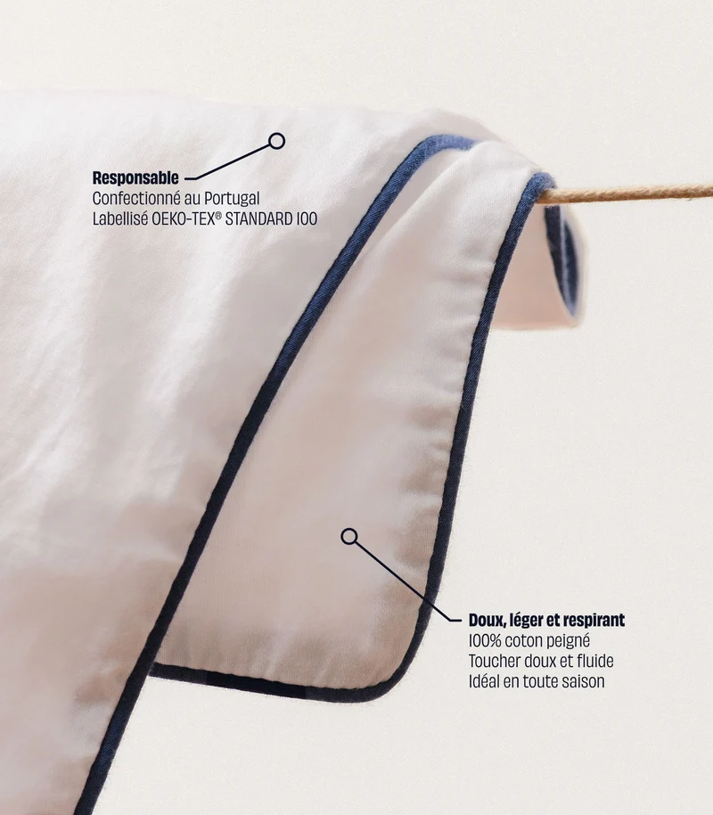Drap plat satin de coton - Blanc grand frais