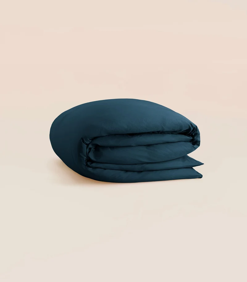 Housse de couette en satin de coton - Bleu Tediber